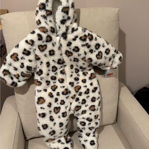 Little Me White and Brown Leopard Print Footie